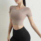 Athletisches kurzärmliges Damen-Sport- und Yoga-Crop-Top
